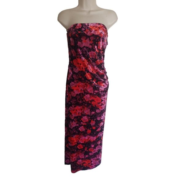 Steve Madden Dresses & Skirts - NWT STEVE MADDEN VELVET FLORAL STRAPLESS MAXI DRESS SZ M
